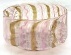 Venetian Murano Zanfirico Ribbon Twist Latticino Glass Bowl Pink & Aventurine