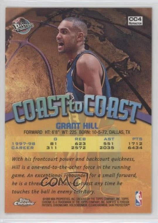 1998-99 Topps Chrome Coast to Coast Refractor Grant Hill #CC4 HOF - Image 2 of 2