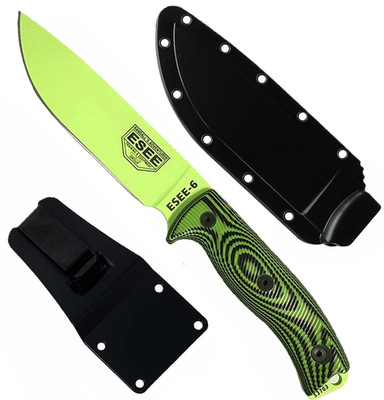 ESEE 6 1095 Fixed Blade Survival 6.5'' Venom Green Black 3D G10 USA 6PVG-007