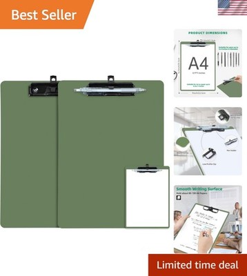 Clipboard with Pen Holder, 2 Pack Plastic Clipboard with Low Profile Metal Cl...
