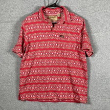 Wrangler Retro Polo Shirt Mens Medium Red Aztec Southwest Western Short Sleeve
