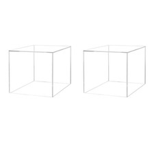 2 Pack Acrylic Box 10" Square Five Sided Display Bin Plexiglass Freestanding ...