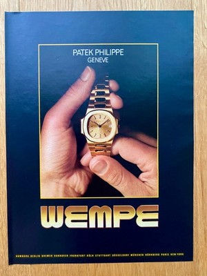 Patek Philippe Nautilus Gold Wempe 1988 Vintage Watch Ad Werbung Reklame