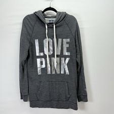 PINK Victoria's Secret "LOVE PINK" Gray Pullover Hoodie Medium