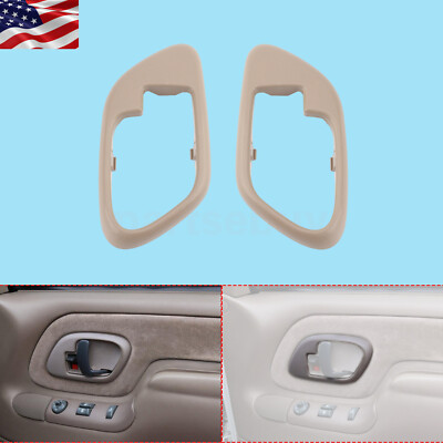 2x Inside Front Door Handles Bezel Tan For 1995-2000 GMC K1500 K2500 K3500 Truck