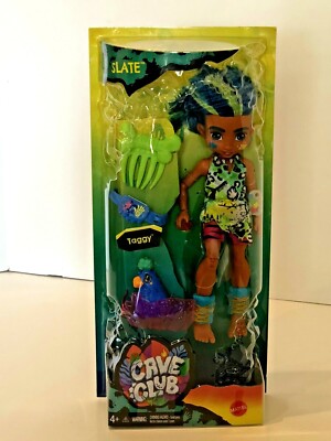 Cave Club Doll Slate with Dinosaur Pet Taggy Prehistoric Kids Blue Green Hair  