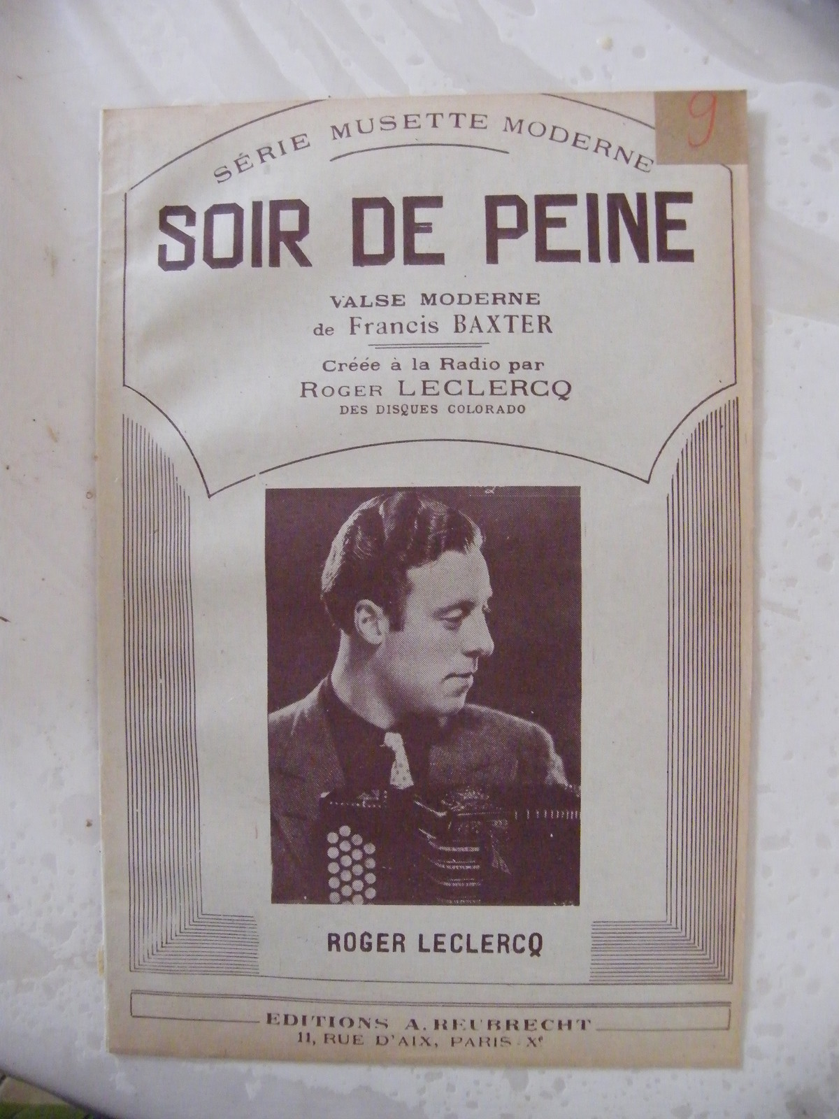 Evening of Sorrow Partition Roger Leclercq Modern Waltz Francis Baxter