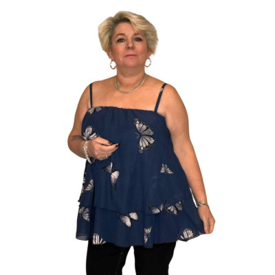 DAMEN DAMEN TRÄGERTOP LOCKER SITZEND BLUSE LAGENLOOK ÜBERGRÖSSE