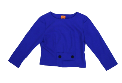 Mary Crafts Womens Royal Blue 3/4 Sleeve Back Zip Pleated Skirt 2