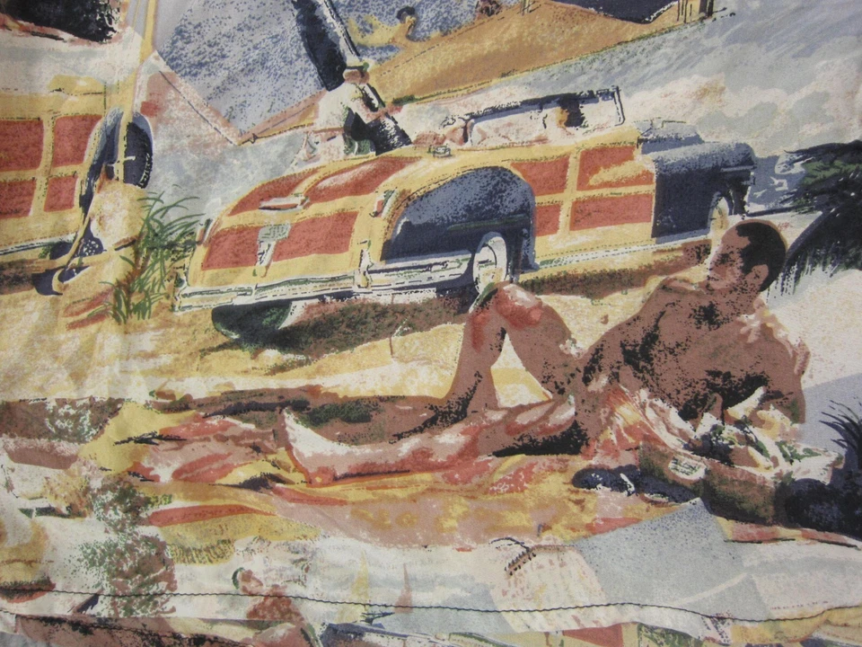 Camisa De Colección Robert Stock Para Hombre Pequeña Azul 100% Seda Estampado por Todas Partes Campamento Foto 4 de 4