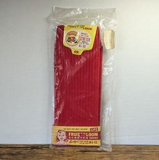 Vintage - 1950s NOS Fruit of the Loom Ladies Red Nylon Stretch Socks, Size 8 -11