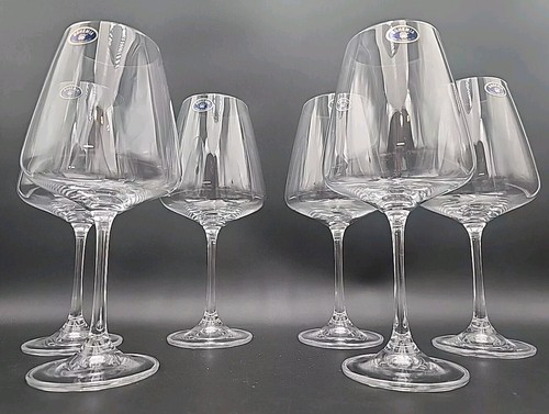 6- Beautiful Bohemia Crystal Clear Red Wine Glasses 12 Oz NWT - Picture 3 of 14