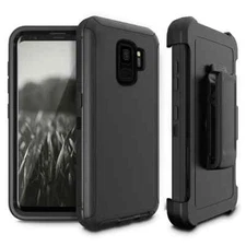 For Samsung Galaxy S9 Black Shockproof Defender Rugged Hard Case w/Belt Clip
