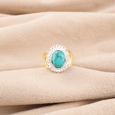 Natural Blue Turquoise Gemstone 925 Sterling Silver Women Jewelry Handmade Ring
