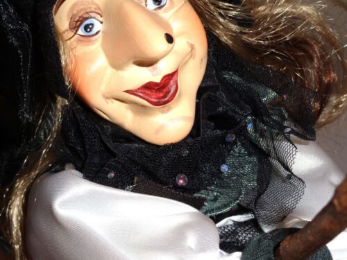 Sawley Fine Arts Witches of Pendle Black and White Tizzy Flying Witch, 35cm. - Picture 2 of 9