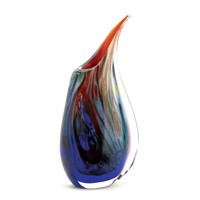 Peacock Colored Vase, Blue Colored Crystal Blown Art Glass Vase Peacock Colored Vase, Blue Colored Crystal Blown Art Glass Vase