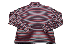 Vintage 90s Montana Blues Striped Turtle Neck Long-Sleeve Striped Boxy XL