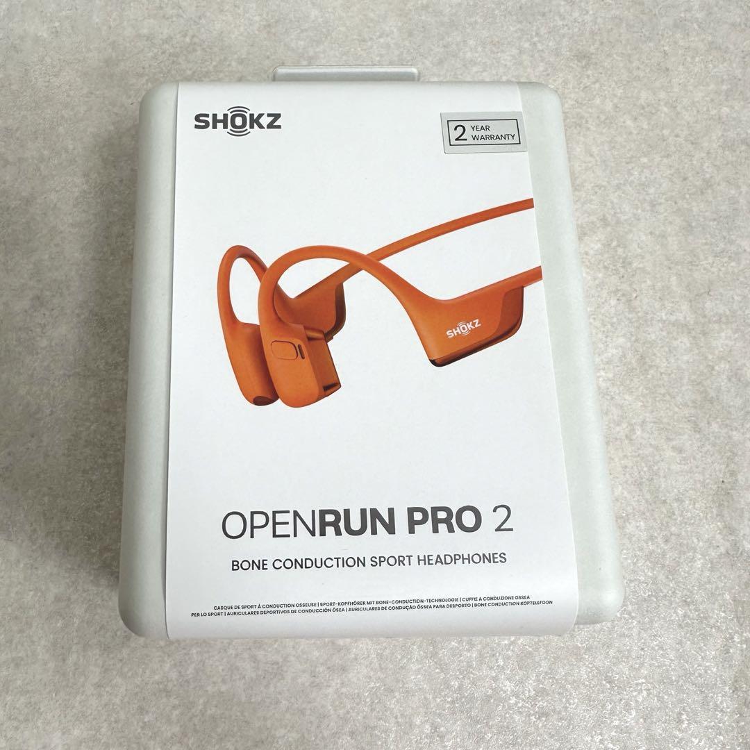 Shokz openrun pro 2 Orange (1回のみ使用) Shokz OpenRun Pro 2 Wireless Open-Ear Bone Conduction Sports