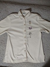 Teddi Medium White Collared Button Up Made In USA Cottagecore Shoulder pads