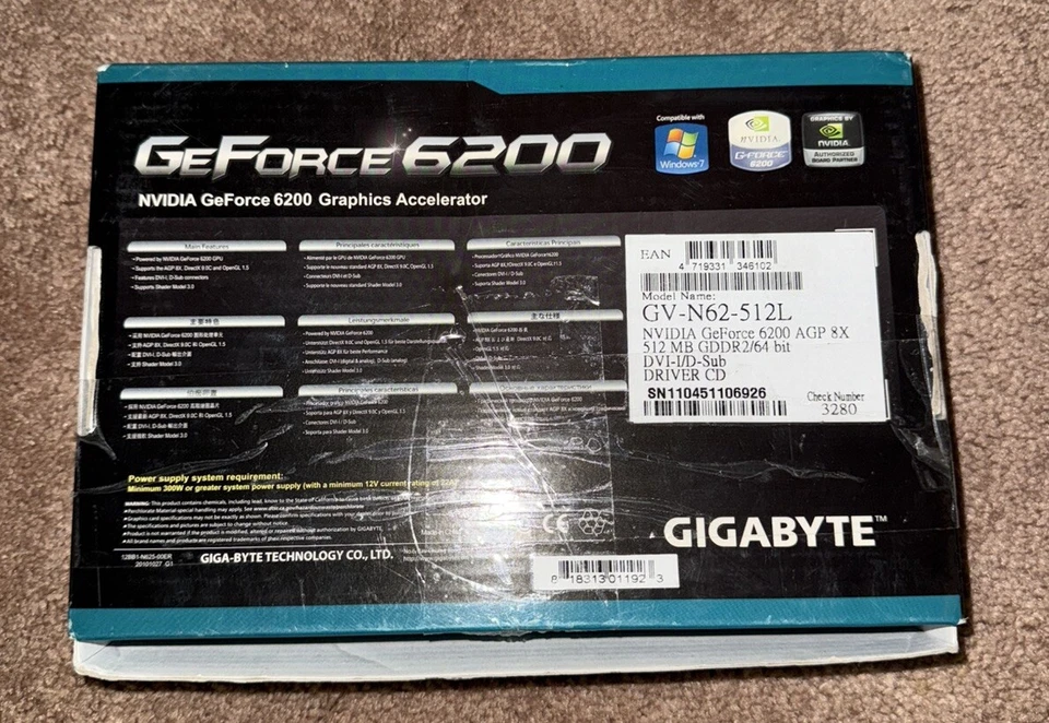 Gigabyte NVIDIA GeForce 6200 (GV-N62-512L) 512 MB GDDR2 SDRAM AGP 4x/8x Graphics - Image 2 of 4