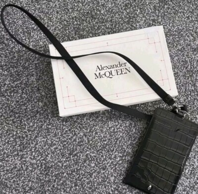 Alexander Mcqueen Croc Skull Leather Phone ID Card Holder Bag