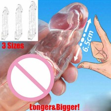 Reusable Penis Extender Girth Enhancer Realistic Sleeve Sheath Large Male-Condom
