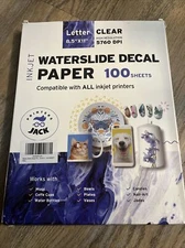 Printers Jack WaterSlide Inkjet Decal Paper 100 Sheets 8.5x11" High Res 5760 DPI