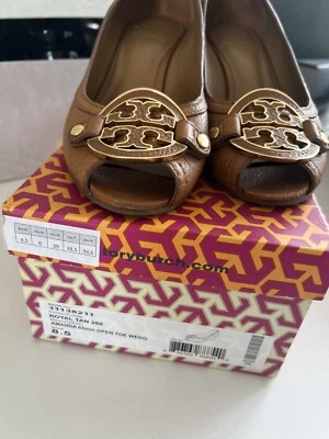 Tory Burch Amanda Wedge Open Toe Size 8.5/ Uk 6 Royal Tan - Image 1 of 4