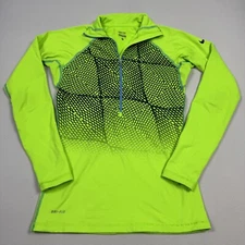 Nike Pro Women's Long Sleeve 1/2 Zip Top Geometric Performance Green Black Small