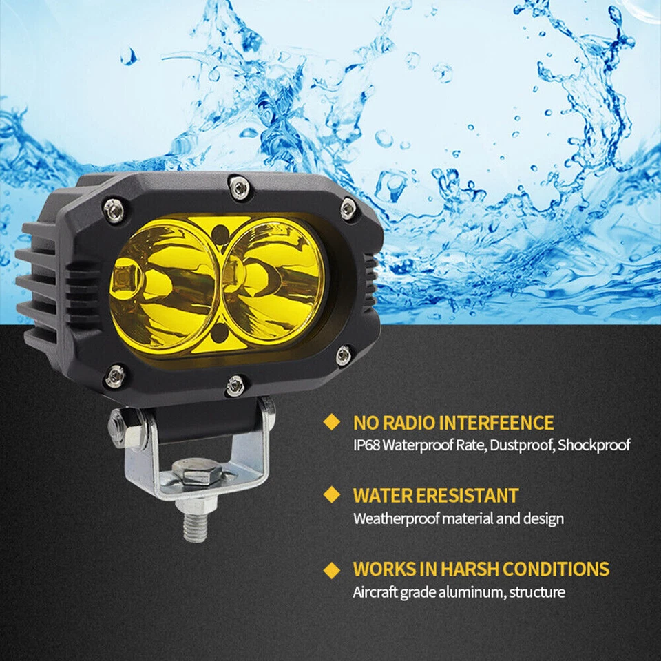 Luces de trabajo LED ámbar de 4"" barra SPOT cubo vainas todoterreno ajuste SUV ATV UTV camión barco Foto 4 de 4