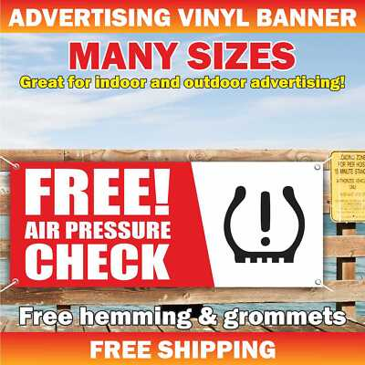 #ad FREE AIR PRESSURE CHECK Advertising Banner Vinyl Mesh Sign service repair check $159.95