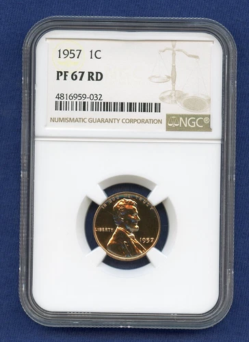 1957 NGC PF67 RD Lincoln Wheat Cent 1c Penny US Mint Coin 1957 PF-67 RD