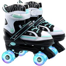 SMOOJOY Kids Roller Skates for Boys Girls Youth, Adjustable Light-Up Canvas G