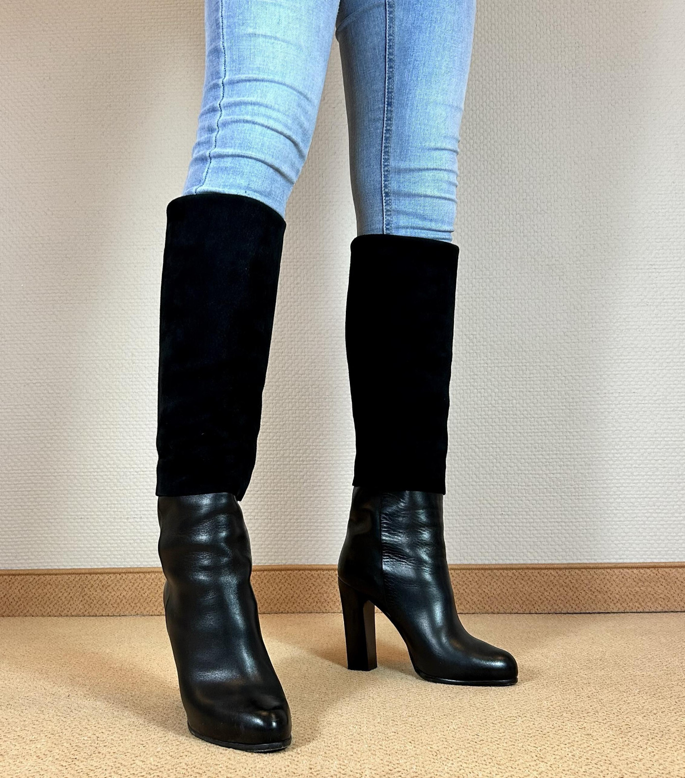 Stivali Dior in pelle, ottimi stivali al ginocchio, bellissimo gambale lungo tacco 12 cm EU 41