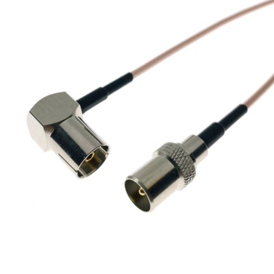 TV IEC Female Right Angle To IEC Male RG179 Cable 75ohm Lot Pigtail For Video