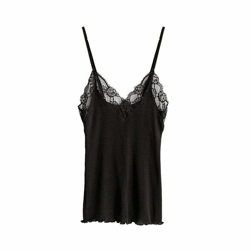 Lace Women Silk Blend Vest Tank Tops Sleeveless Shirt Camisole Strap Stretch