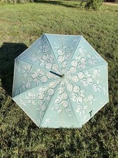 Rare Victoria s Secret Umbrella Floral Curved Wooden Handle Vintage