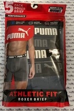 PUMA Mens Boxer Brief Performance Size M 32-34 5 Pack Blue/Gray NEW