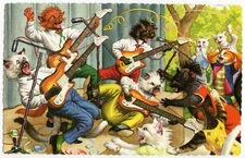 Mainzer - Eugen Hartung Cats Postcard 4745 - The Guitar Army - Spain Printing