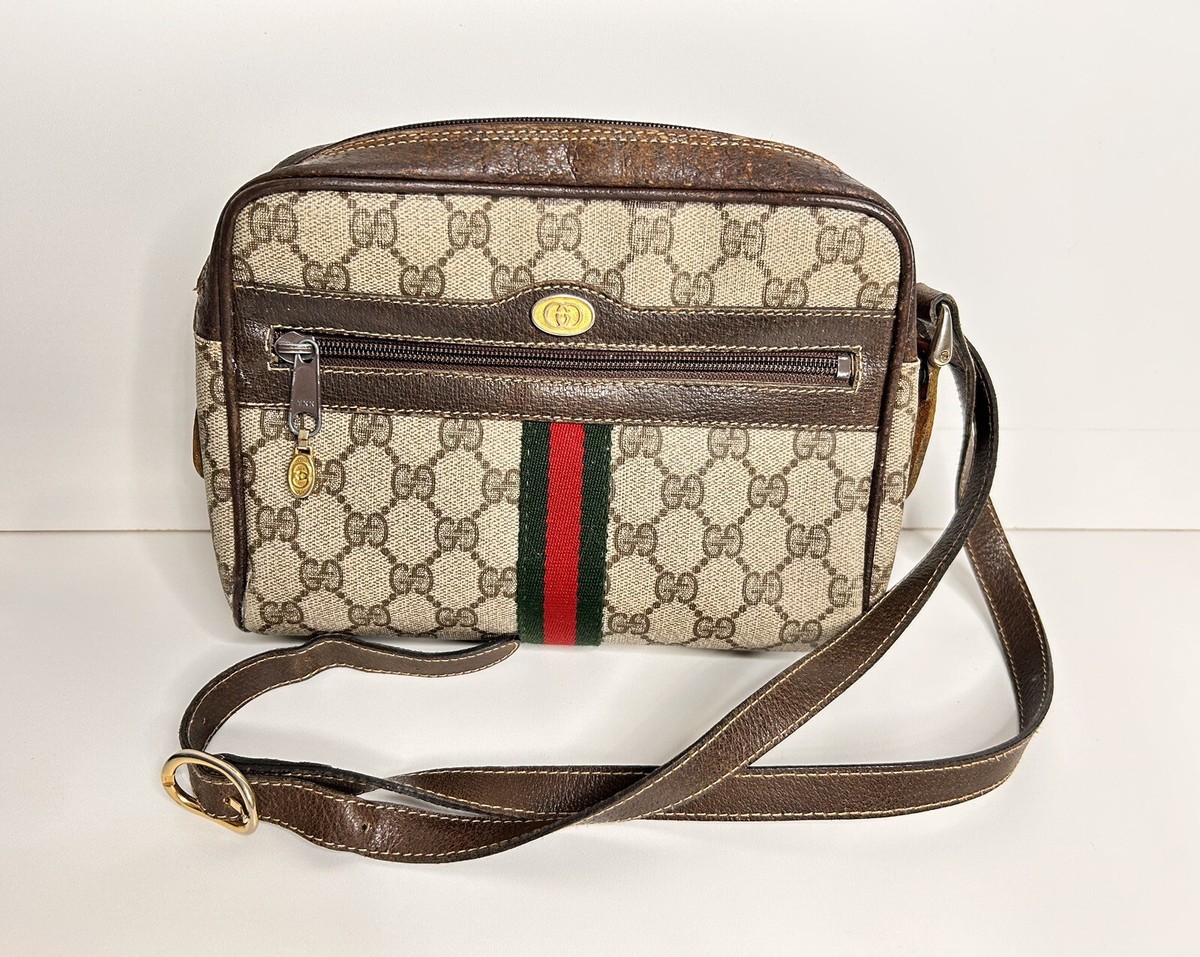 Vintage Gucci Sherry Line Web Stripe Camera Bag Crossbody | eBay