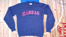 Kansas Jayhawks Men's Crew Sweatshirt Navy Red Champion Small Good Condition