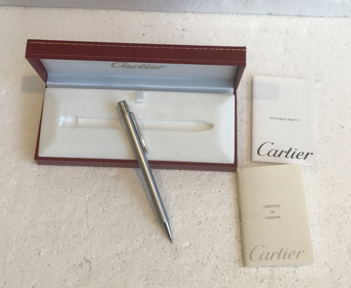 Cartier STYLO BILLE MUST II PLAQUE-OR- Pen in Cartier Box Cartier STYLO BILLE MUST II PLAQUE-OR- Pen in Cartier Box