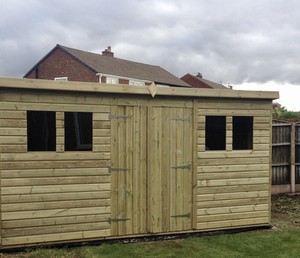 12x8 Premium Heavy Duty Pent Style Shed 1” Thick Flooring 