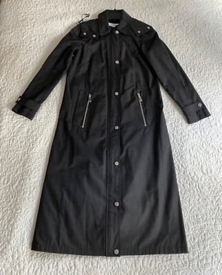 Calvin Klein Black Maxi Trench Raincoat with Fabulous Function