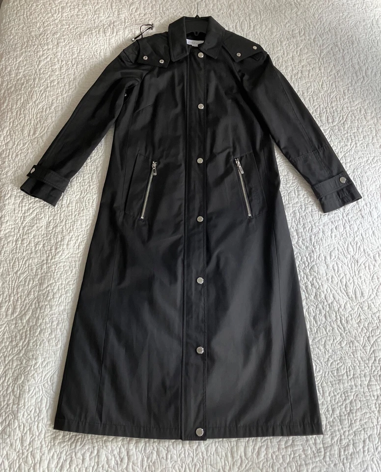 Maxi impermeable negro Calvin Klein con fabulosa función y diseño-XS NUEVO SIN ETIQUETAS