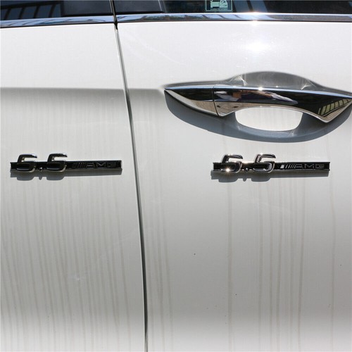 Black Chrome 5.5AMG Silver Metal Grille Emblem + Badge Decal Sticker 4MATIC Door - Picture 5 of 18