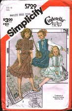 5729 Vintage Simplicity Sewing Pattern Girls 1980s Cinderella Dress Vest Sash 10