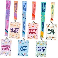Terrazzo Tones Hall Pass Lanyards and School Passes Set of 6 Unbreakable Hall