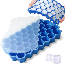 2 Pack Silicone Ice Cube Trays With Lid - 37 Grid Small Ice Cube Molds For Freez
