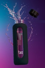 Glass Motivational Water bottle 1L & 550ml Time Markings Tracker Bpa Free